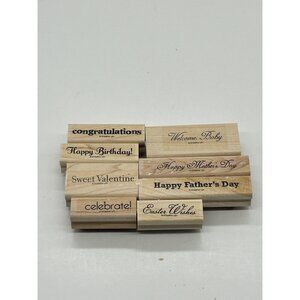 Stampin’ Up! Something to Celebrate‎ Hostess Set 8 Wood Mounted Word Stamps